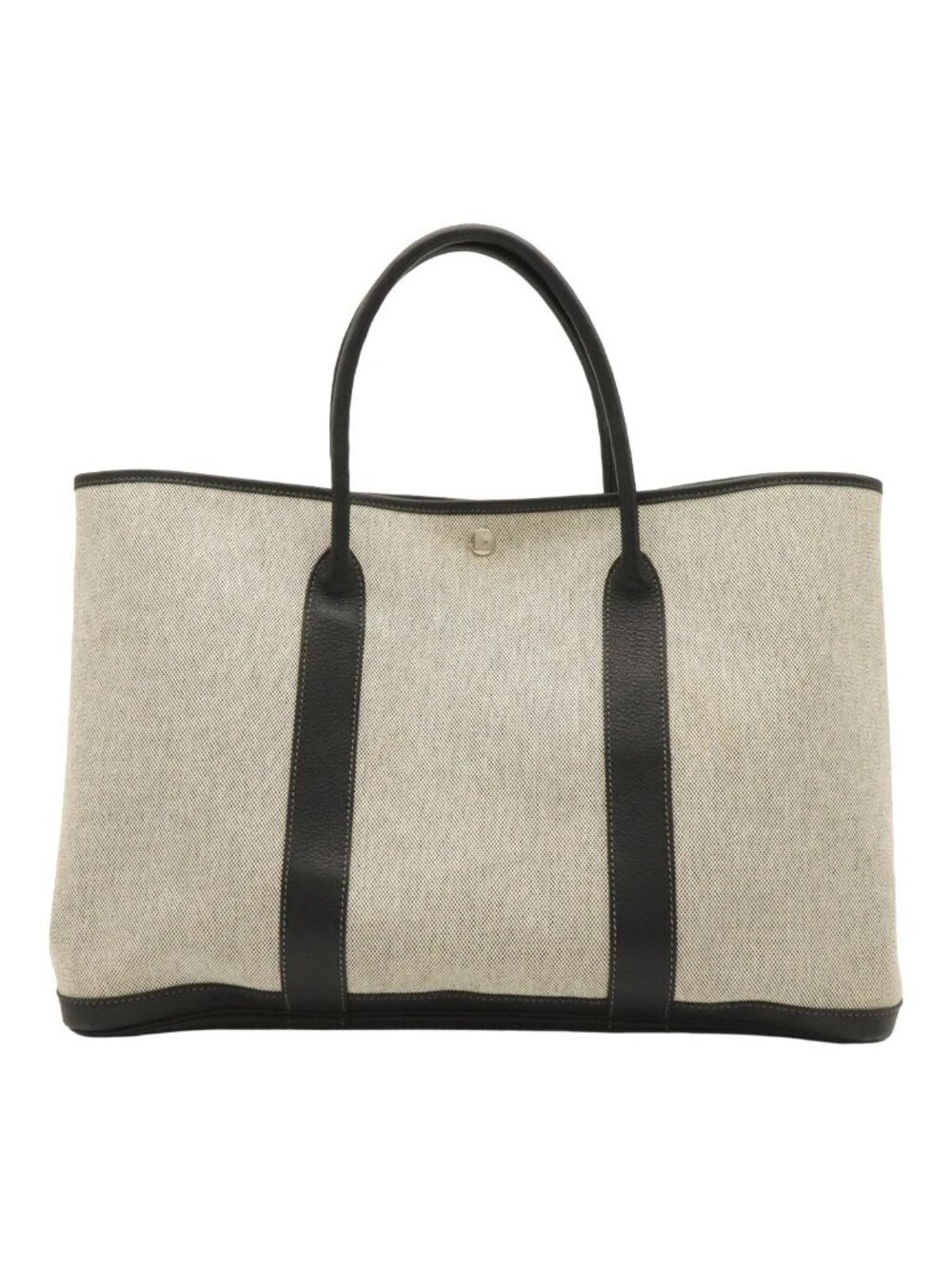 Hermes Garden Party 43 Tote Bag Shoulder Toile H Canvas Black